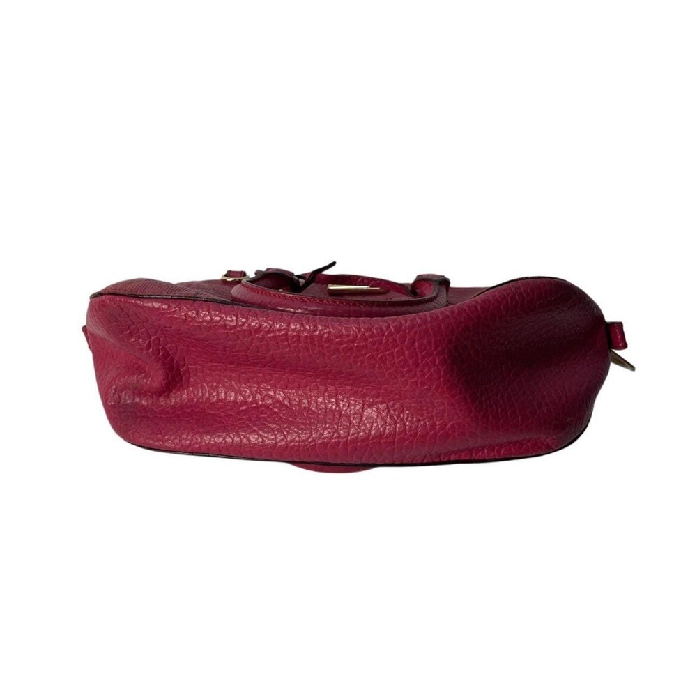 Burberry Vtg Magenta Pink Pebbled Leather Embossed Stripe Satchel Dome Handbag - Picture 4 of 6